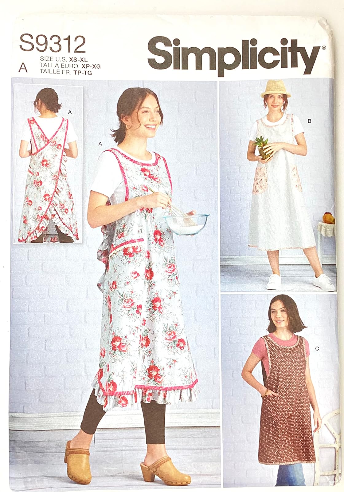 Simplicity Misses' Wraparound Delantal, código 9312, patrón de costura, tallas XS-XL, blanco
