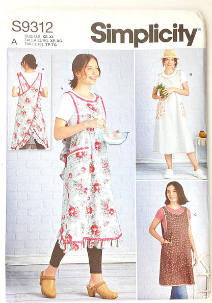Simplicity Misses' Wraparound Delantal, código 9312, patrón de costura, tallas XS-XL, blanco