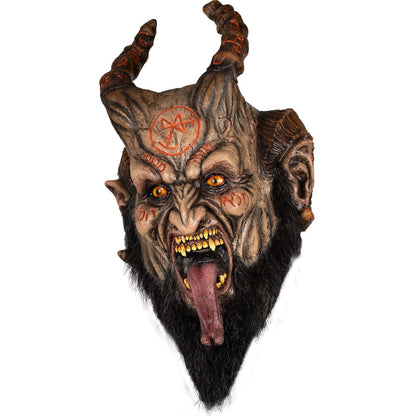 Ghoulish Productions Máscara Abadon de Látex con Cuello Integrado y Efecto Neón | Demonio Terror Realista para Halloween Cosplay y Fiestas | Beige Talla M