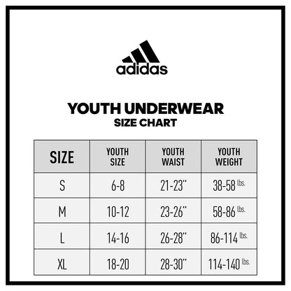 adidas - Calzoncillos tipo calzones de microfibra para jóvenes (multipaquete) para niños