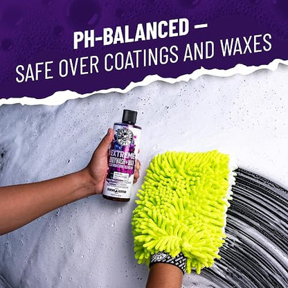 Chemical Guys Extreme Bodywash & Wax Jabón espumoso para lavar automóviles (para cañones de espuma, pistolas o cubos de lavado) Para automóviles, camiones, motos, vehículos recreativos Más, 3,79 L, aroma de uva