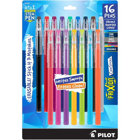 Pilot FriXion ColorSticks, bolígrafos borrables, colores surtidos, 16 piezas