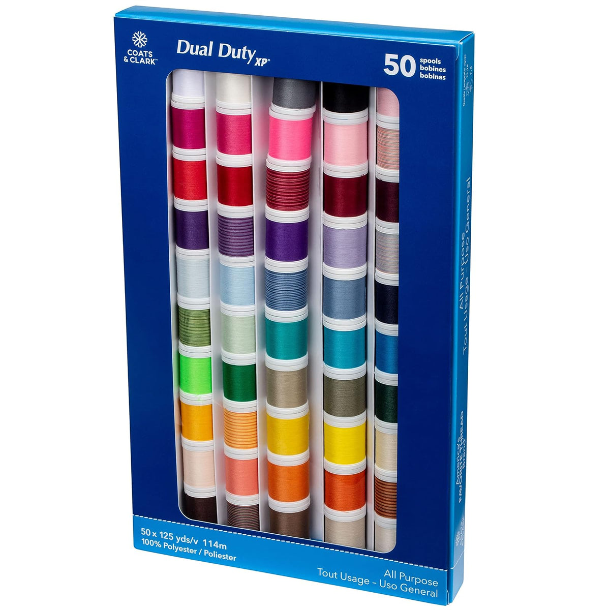Coats & Clark - Juego de hilos de coser de uso general, 50 carretes multicolor