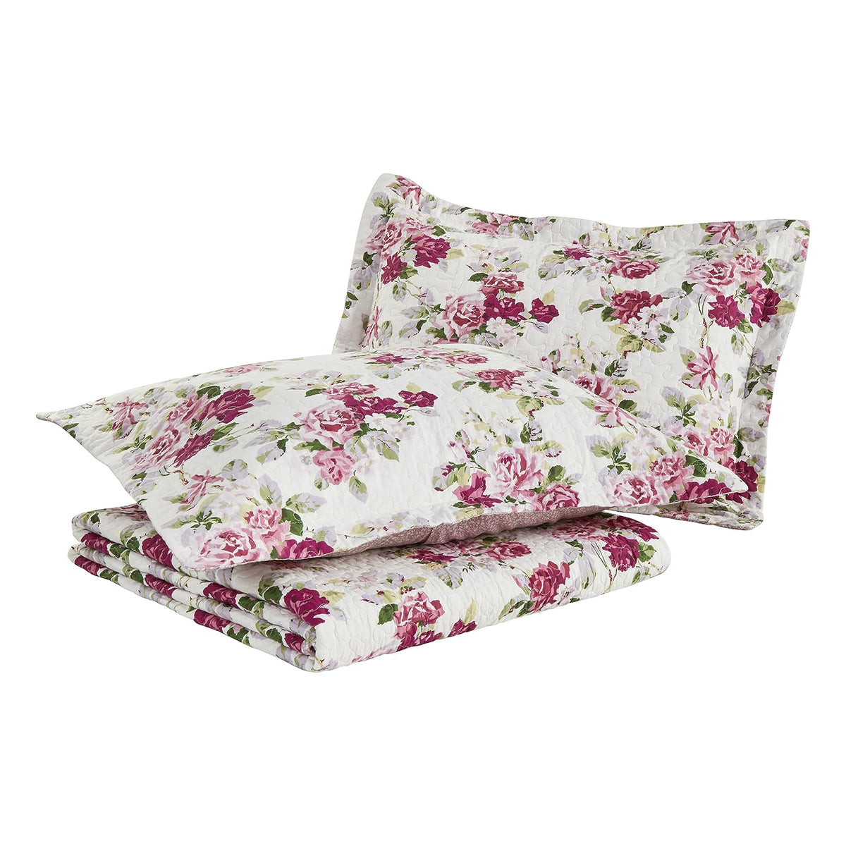 Laura Ashley - Juego de edredón Individual, Ropa de Cama Reversible de algodón con Funda a Juego, decoración Ligera del hogar para Todas Las Estaciones (Lidia Pink, Individual)