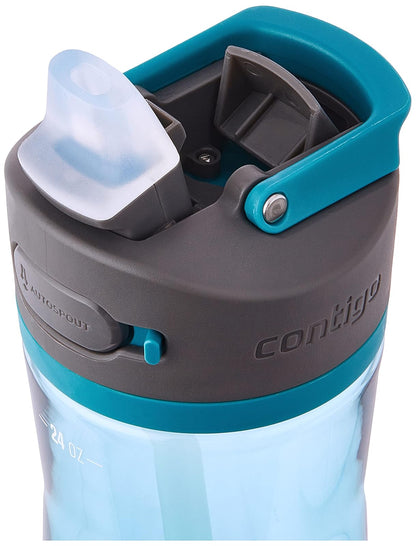 Contigo Ashland 2.0 - Botella de agua a prueba de fugas con tapa y popote en ángulo, apta para lavaplatos, tapa intercambiable, 2 unidades, 24 onzas, enebro/sake