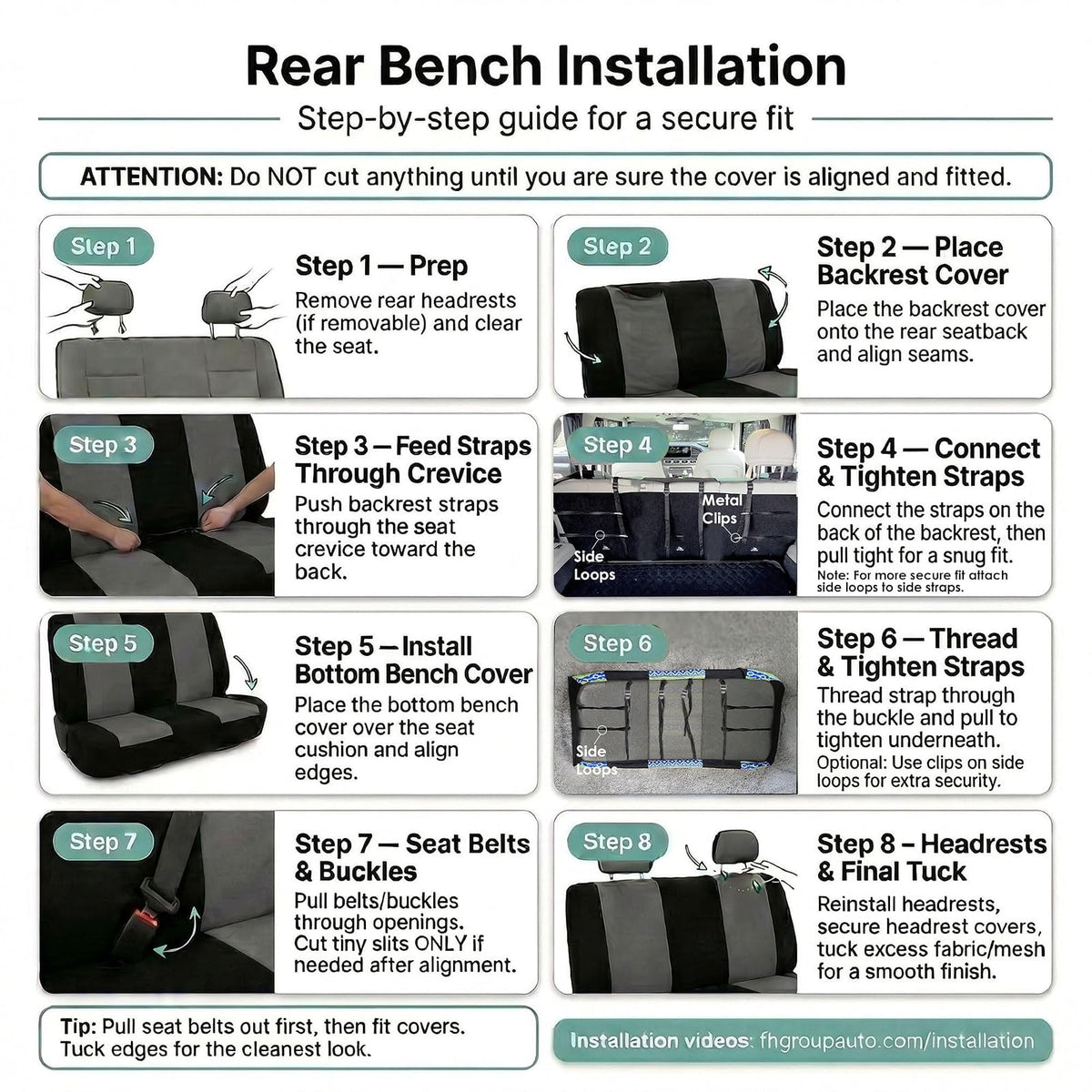 FH GROUP FH-FB050217 Three Row Set Flat Cloth Car Seat Covers (4 Bucket Covers, 1 Solid Bench Cover), Green/Black Color - Fit Most Car, Truck, SUV, or Van