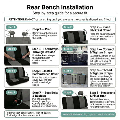 FH GROUP FH-FB050217 Three Row Set Flat Cloth Car Seat Covers (4 Bucket Covers, 1 Solid Bench Cover), Green/Black Color - Fit Most Car, Truck, SUV, or Van