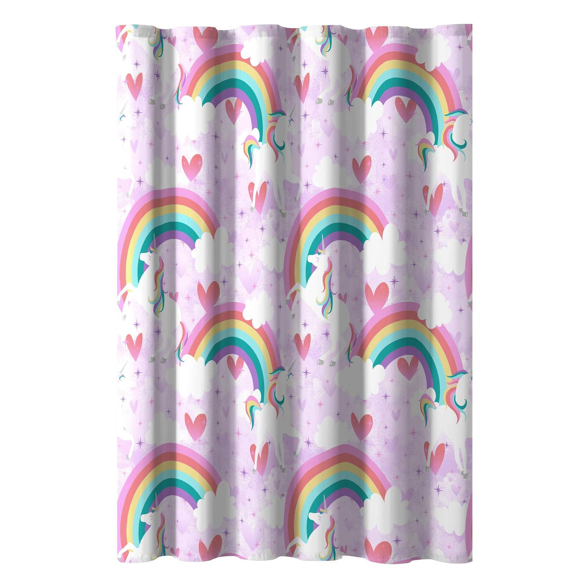 dream FACTORY - Cortina de Ducha de Tela para baño, 72 x 72 Pulgadas (Ancho x Largo), Unicornio Morado arcoíris