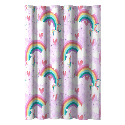 dream FACTORY - Cortina de Ducha de Tela para baño, 72 x 72 Pulgadas (Ancho x Largo), Unicornio Morado arcoíris