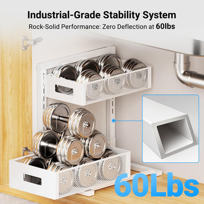 TISTAYA - Organizador extraíble para fregadero debajo de la cocina, organizador funcional de metal debajo del fregadero, organizador de fregadero debajo del baño, almacenamiento debajo del fregadero