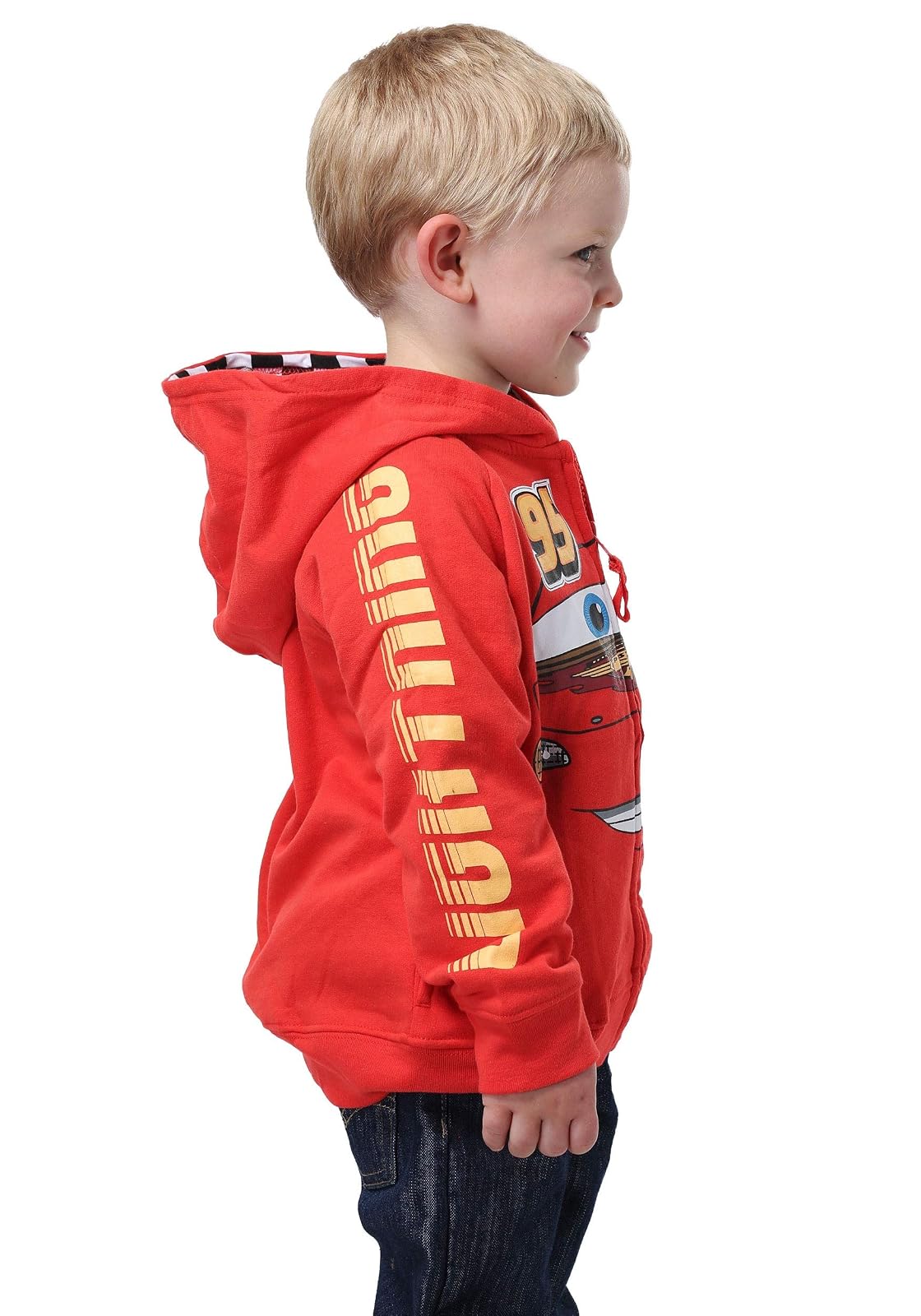 Disney- Sudadera con capucha de Cars "Rayo Macqueen", para niños