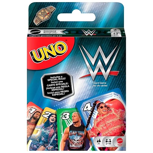 Juego de Cartas UNO de la WWE para niños, Adultos y Noches Familiares, mazo Coleccionable Que Incluye a Las superestrellas favoritas de los Fans