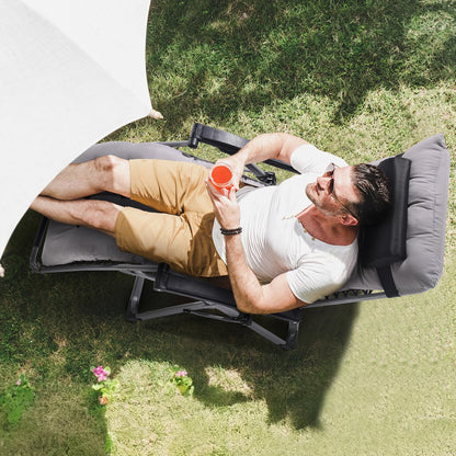 VEVOR Silla de Gravedad Cero 645 mm Sillón Reclinable para Jardín Tumbona para Terraza Capacidad de 226,8 kg Tumbona Antigravedad Ajustable con Cojín Reposacabezas Reposapiés Portavasos, Gris