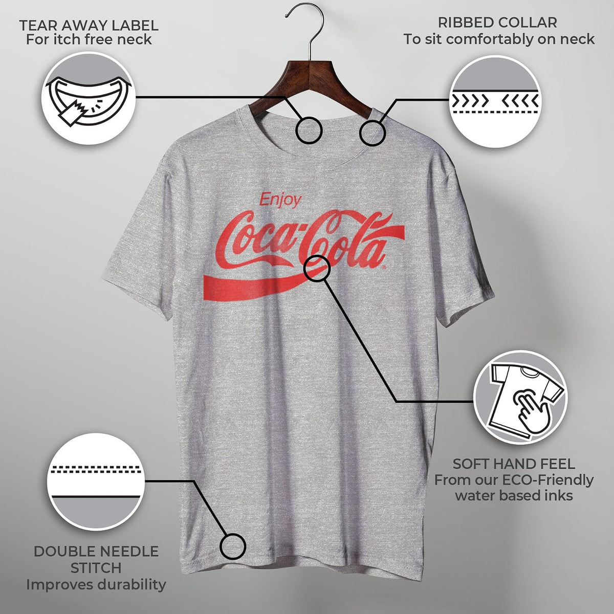 Coca-Cola Coca-Cola Playera de Manga Corta Eighties Coke Camiseta para para Hombre