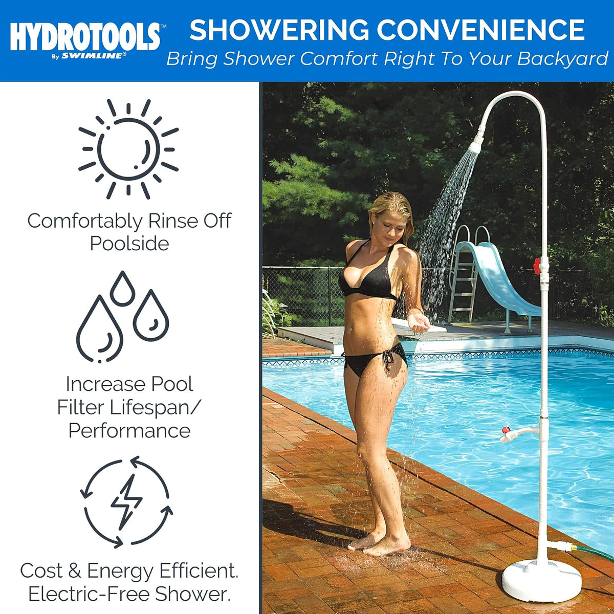 Swimline Solstice by International Leisure Products Hydro Tools 89031 Ducha Junto a la Piscina, Color Blanco