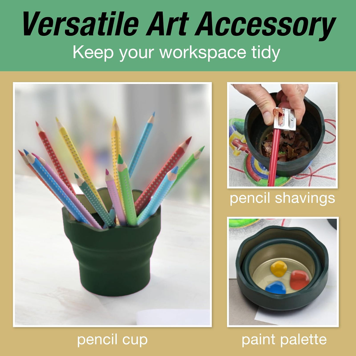 Faber-Castell Clic & Go Artist - Taza de agua, color verde oscuro