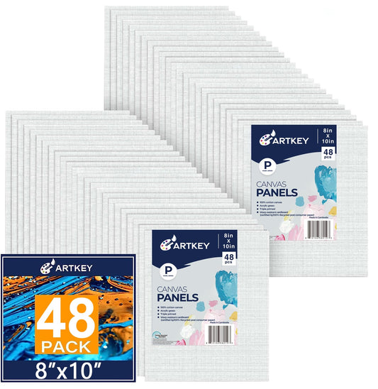 Paneles de lona de 8 x 10 pulgadas, paquete de 24 unidades, 100 % algodón de triple imprimación, sin ácidos, para pintura, tablero de lona plano en blanco para acrílico, pinturas al óleo y acuarela, témperas