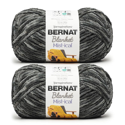 Bernat Blanket Mist-ical Estambre Jumbo Efecto Mármol, Azul Tormenta - Ceniza