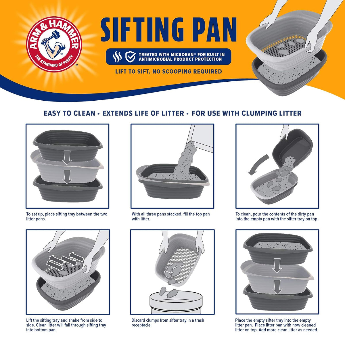 PETMATE - Cacerola grande con tamiz Arm & Hammer