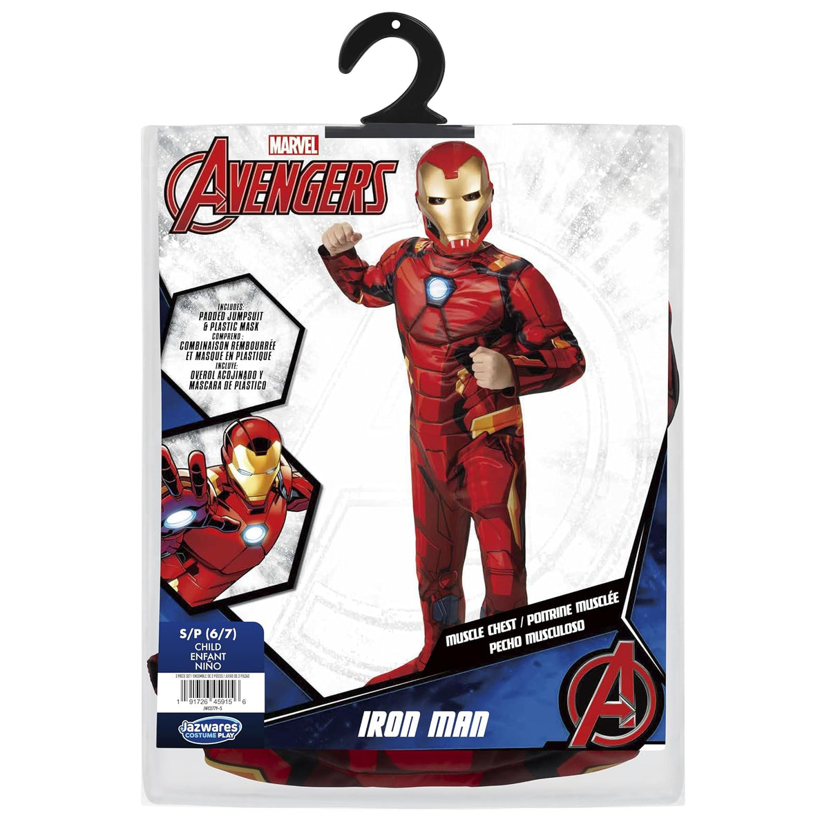 Jazwares Youth Boy Qualux Costume, Iron Man (AVC), Niños, Chico