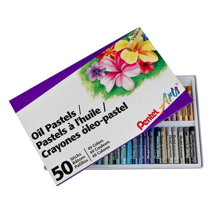 Pentel Oil Pastel Set with Carrying Case,45-Color Set, Assorted, 50/Set