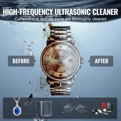 VEVOR - Limpiador ultrasónico de 3 litros con temporizador de calentador y cesta, máquina de cavitación sónica digital profesional, máquina de limpieza de 120 W para instrumentos de reloj, anteojos,