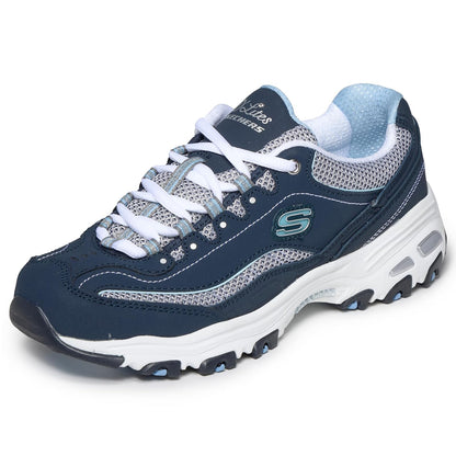 Skechers - Tenis de Noche para Mujer con Manos Libres, Summits - 28.0 cm - Azul marino - Blanco