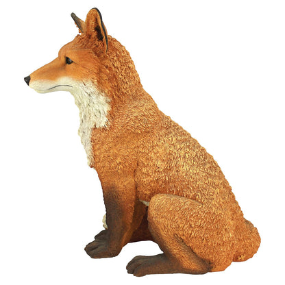 Design Toscano Simon The Woodland Fox Estatua de jardín para Interiores y Exteriores para Patio, Piscina o césped, 18 Pulgadas de Alto, Resina de Piedra fundida, Pintura roja y Naranja
