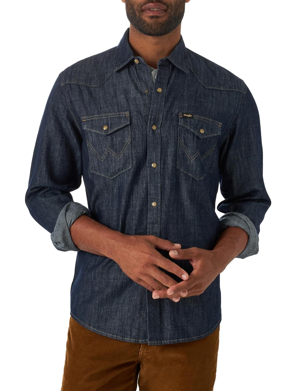 Wrangler Camisa de Mezclilla Ajuste Regular para Hombre - Azul Marino - XXL