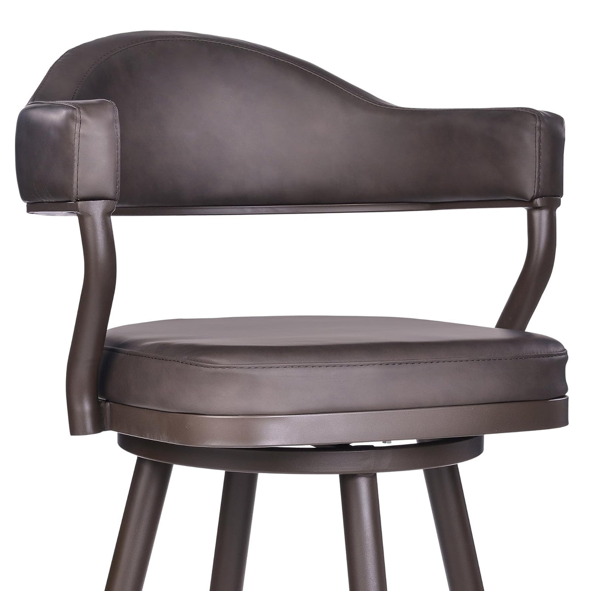 Armen Living Justin Modern Farmhouse - Taburete de Bar de Piel sintética de 76 cm con Patas de Metal café para mostrador de Isla de Cocina