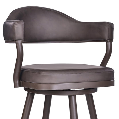 Armen Living Justin Modern Farmhouse - Taburete de Bar de Piel sintética de 76 cm con Patas de Metal café para mostrador de Isla de Cocina