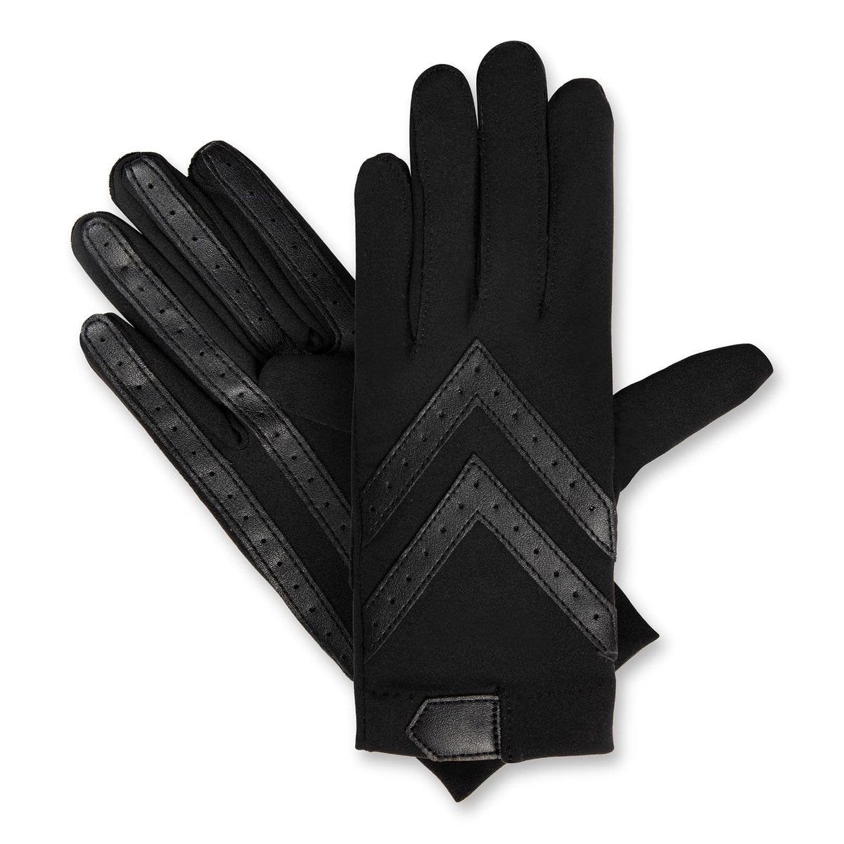 ISOTONER Guantes cortos de licra con tiras de piel en la palma guantes para clima frío para Mujer