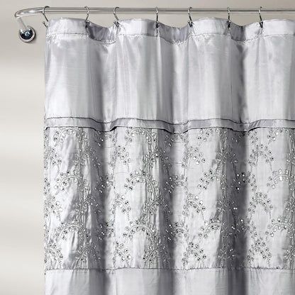 Lush Decor Maria Cortina de Ducha, 72 x 72 Pulgadas, Gris y Plateado