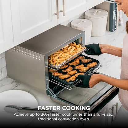 Ninja Foodi Horno Freidora de Aire XL 10 Funciones 1800W DT201 | Surround Convection 10x más Potente | 10 Funciones | 2 Niveles Simultáneos | Acero Inoxidable