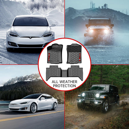 Alfombrillas Antideslizantes para Todo Tipo de Clima, 5 Piezas, Ajuste Personalizado para Toyota Tacoma 2018-2023 (Solo automático) | Revestimientos de Goma para Piso de camión con Tiras