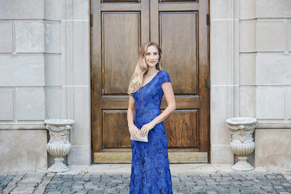 Alex Evenings Vestido Largo de Roseta en A. Vestido para Mujer