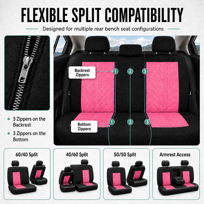 FH Group - Juego Completo de Fundas de Asiento de Automóvil de Tela Premium, Ajuste Universal, Funda de Asiento para automóvil, Fundas de Asiento Delantero Trasero bajo, Compatible con Bolsas de Aire,