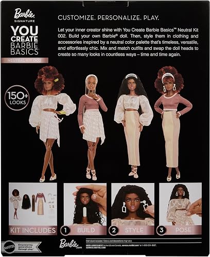 Barbie Tú Creas Kit Neutral Básico 2 | Ropa personalizable, de ajuste universal, cuerpo posible, cabeza de muñeca intercambiable