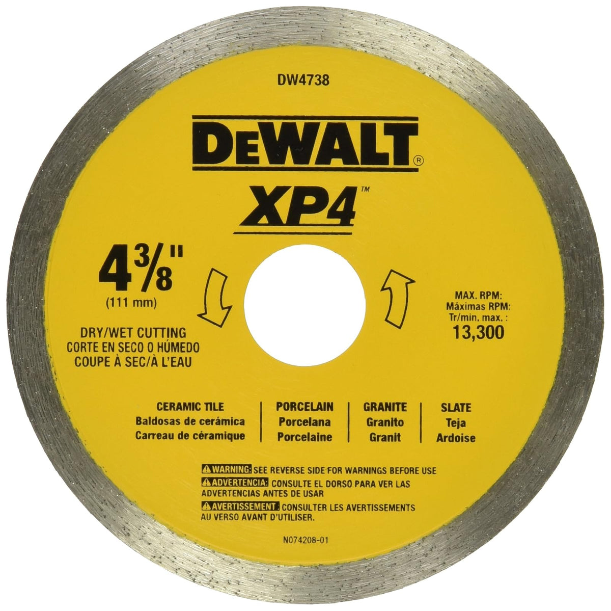 DEWALT Hoja de azulejos de 4-3/8 pulgadas, húmeda/seca (DW4738)