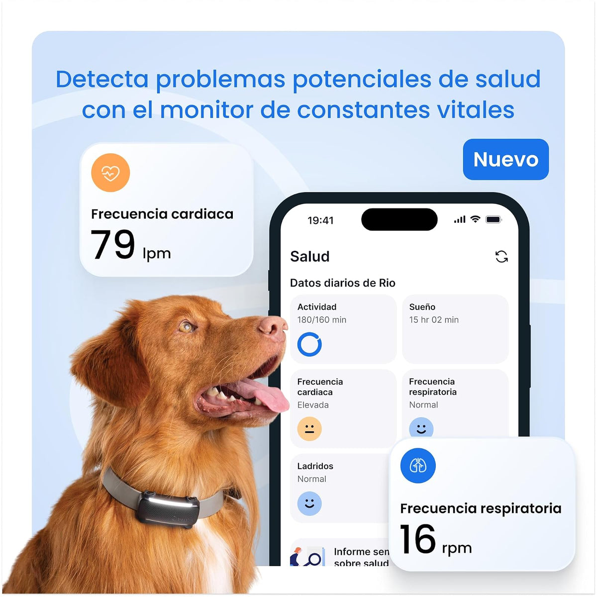 Tractive Rastreador GPS para Mascotas | GPS para Perro Inteligente con Valla Virtual | Monitoreo de Frecuencia Cardíaca y Respiratoria | Detección de Ladridos | Se Acopla al Collar (Menta)