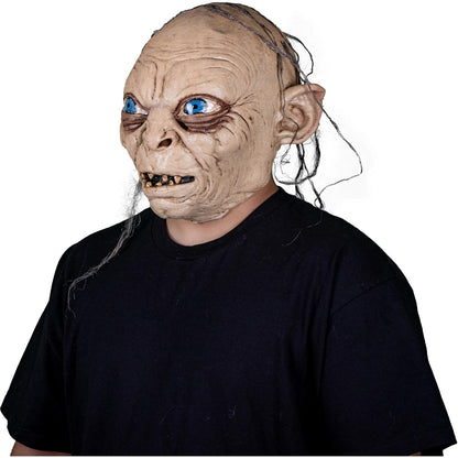 REV Gollum Máscara Látex | Licencia Oficial Señor de los Anillos Adulto | Disfraz Halloween Cosplay | Detalle Realista con Cabello y Dientes Terroríficos Talla M