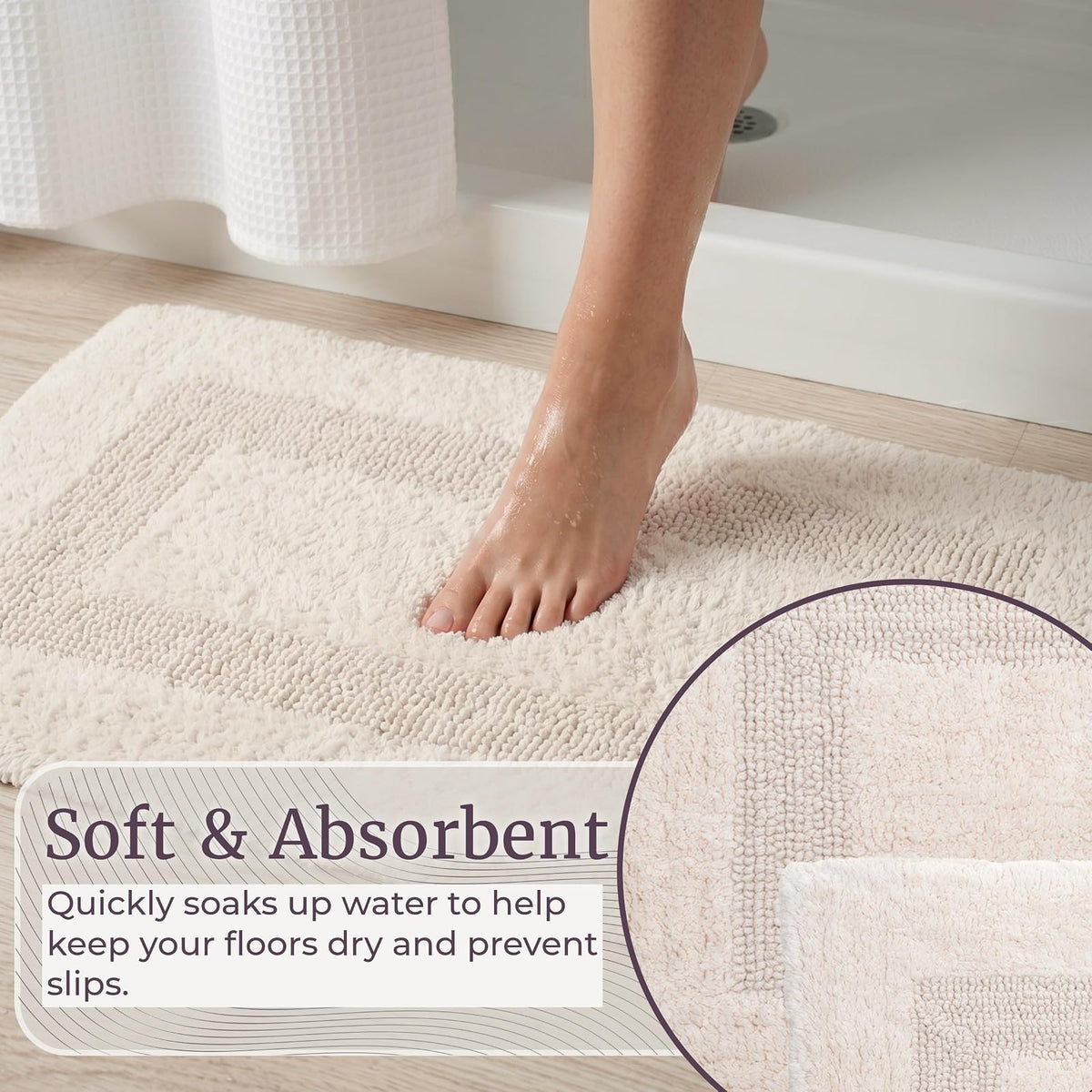 Lavish Home 67-0018-I Reversible Rug Set, Ivory, 2 Piece