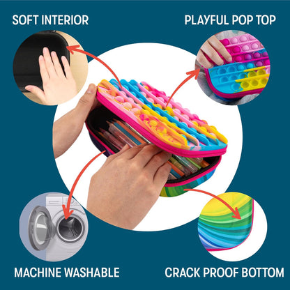 ZIPIT POP - Caja de lápices para niñas, juguete para la ansiedad, estuche sensorial de silicona para presionar, estuche para lápices de gran capacidad (arco iris)