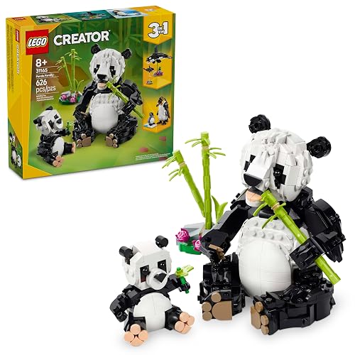 LEGO® Creator 3en1 Fauna Salvaje: Familia de Pandas Jueguete de construcción transformable en Figuras de orcas o en pingüinos, Regalo para niñas y niños de 8 años o más 31165