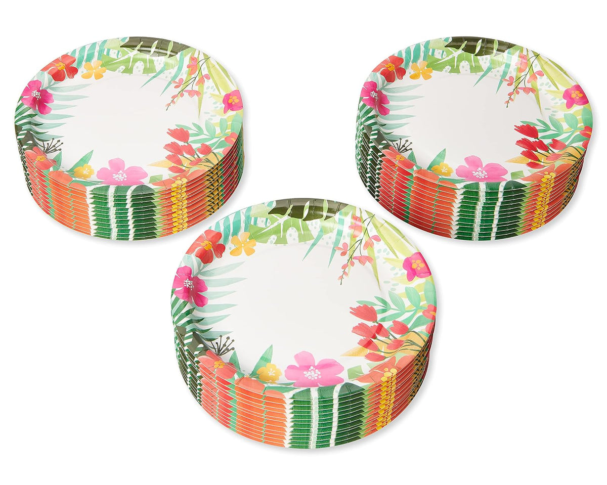American Greetings Tropical Luau - Suministros de fiesta para barbacoas y todas las fiestas de verano, platos de cena (36 unidades)