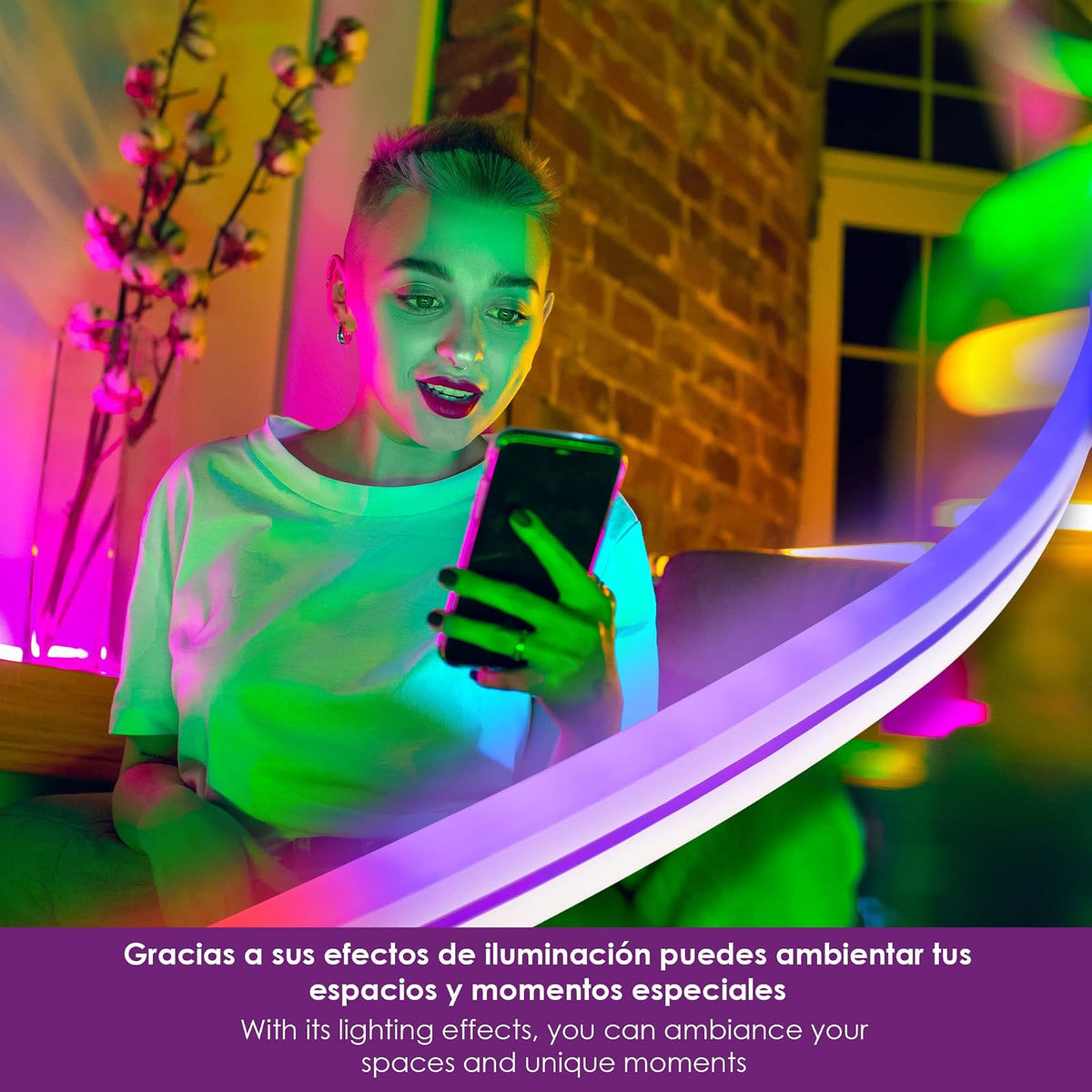 Lloyd's Tira LED Neón WiFi 5mt compatible Alexa sincroniza con música