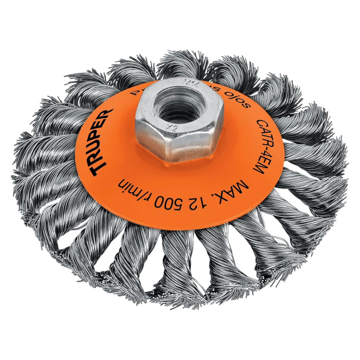 Truper CATR-4EM, Carda tipo cónico 4" alambre trenzado, multi-rosca