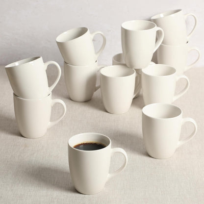 Gibson Home Great Essentials Tazas de Café 12 oz | Porcelana, Juego de 12 Tazas, Para Café con Leche, Té Caliente, Capuchino, Mocha, Expreso, Cacao