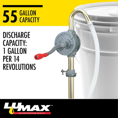 Lumax Gray LX-1318 Rotary Barrel Pump for transferring Non-Corrosive, Petroleum Based, Light to Medium Viscosity-Like, Motor, Heavy, Transmission Fluid, Heating Oils