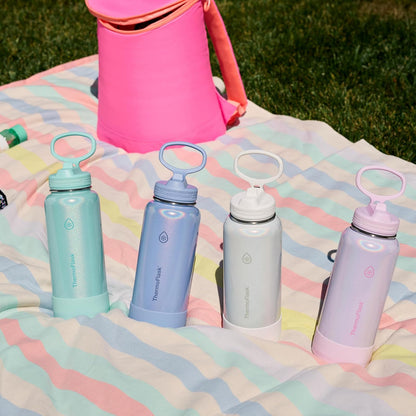 ThermoFlask - Botella de agua de acero inoxidable de doble pared aislada al aspiradora de 32 onzas con tapa de popote, Aquatic Awe